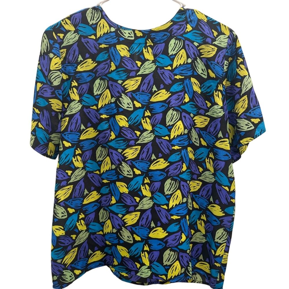 Anna And Frank Vibrant Vintage 80’s 100% Silk Blouse with Abstract Pattern